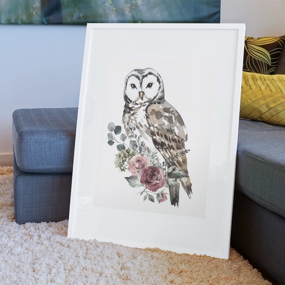 Owl Watercolor Illustration Wall Art Print Poster Portrait Unframed - Picture 8 of 17